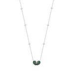 14K WHITE GOLD 2.00CT ROUND/PEAR GREEN EMERALD DIAMOND LADIES NECKLACE