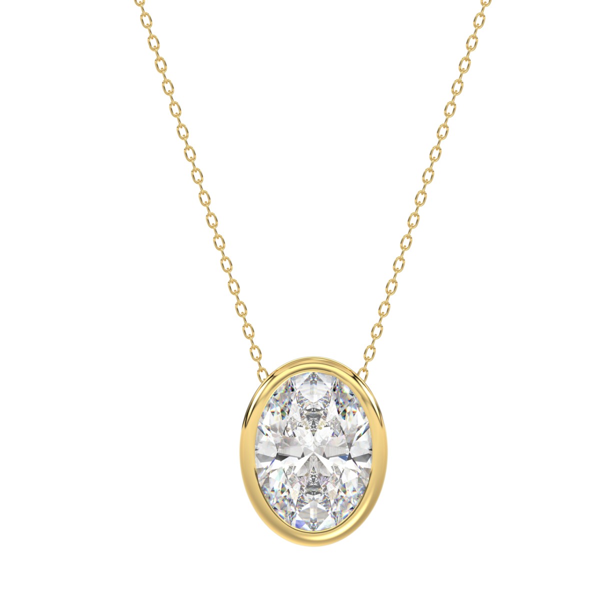 LADIES SOLITAIRE PENDANT 3CT OVAL DIAMOND 14K YELLOW GOLD - Image 1