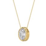 LADIES SOLITAIRE PENDANT 3CT OVAL DIAMOND 14K YELLOW GOLD - Image 3