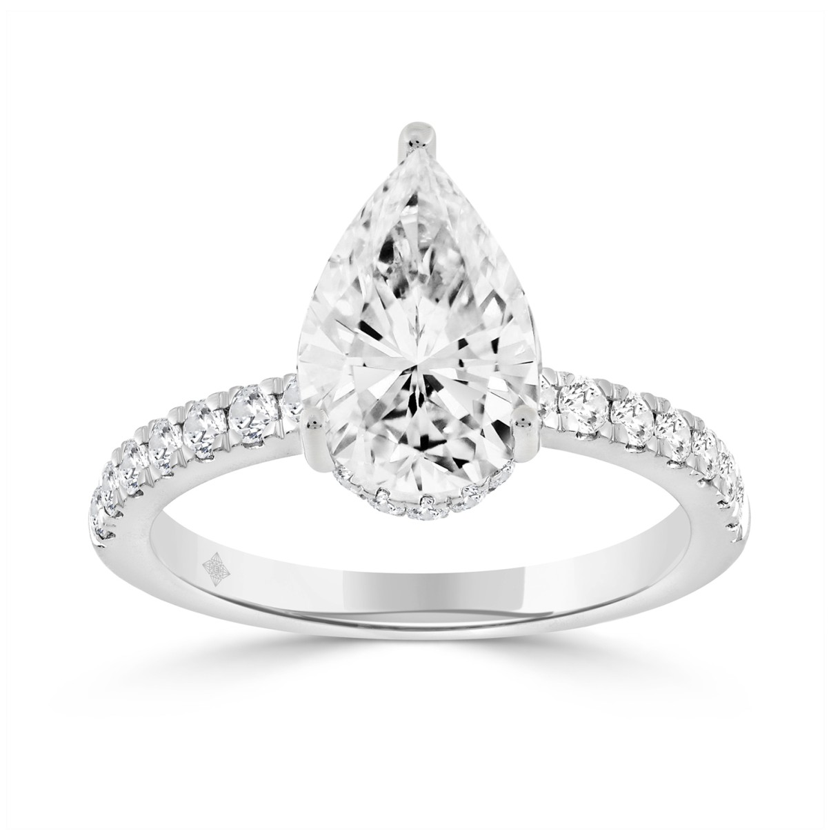 14K WHITE GOLD 1/2CT ROUND/PEAR DIAMOND LADIES RING (CENTER STONE PEAR DIAMOND 2CT) - Image 1
