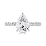 14K WHITE GOLD 1/2CT ROUND/PEAR DIAMOND LADIES RING (CENTER STONE PEAR DIAMOND 2CT) - Image 3