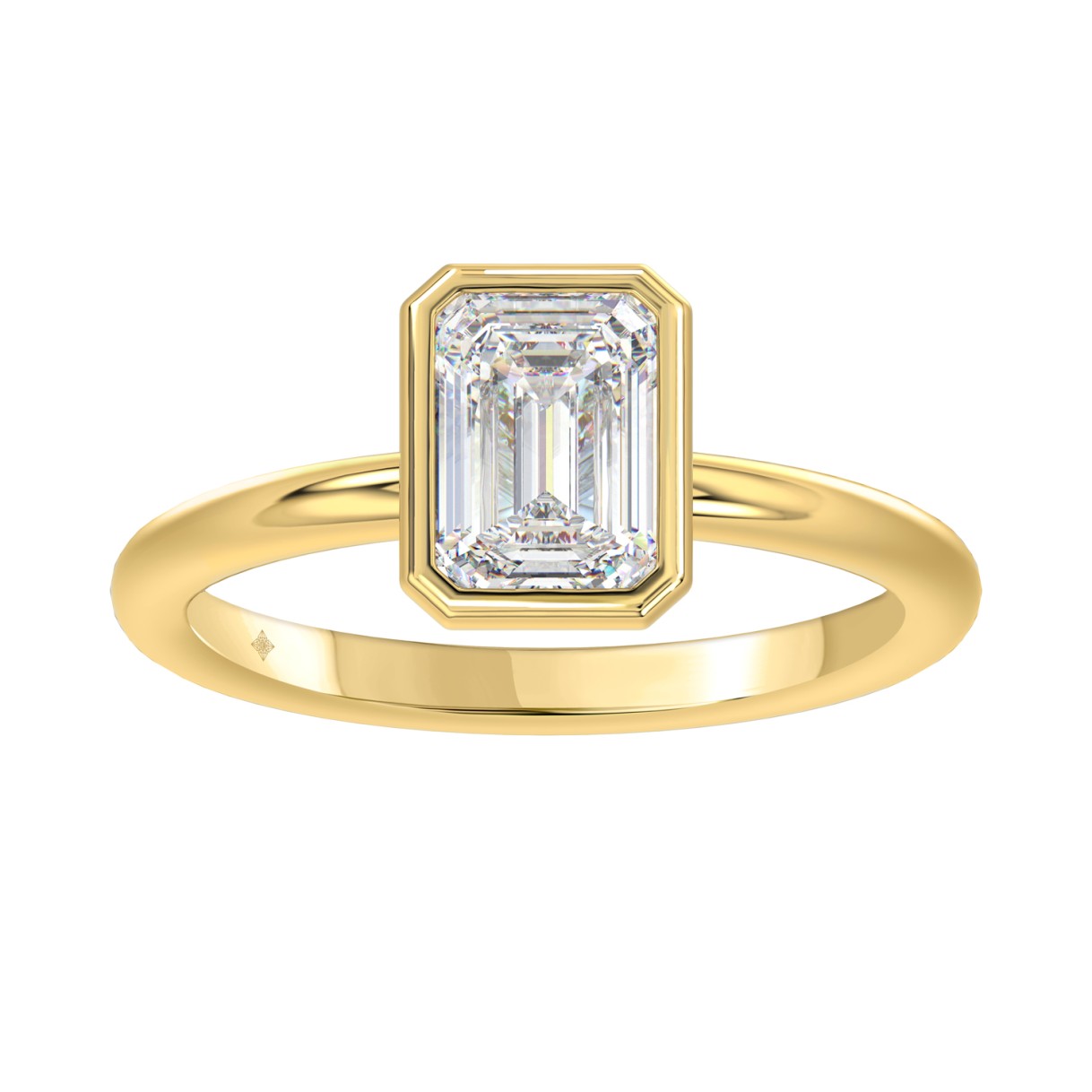 LADIES SOLITAIRE RING 2CT EMERALD DIAMOND 14K YELLOW GOLD (CENTER STONE EMERALD DIAMOND 2CT ) - Image 1
