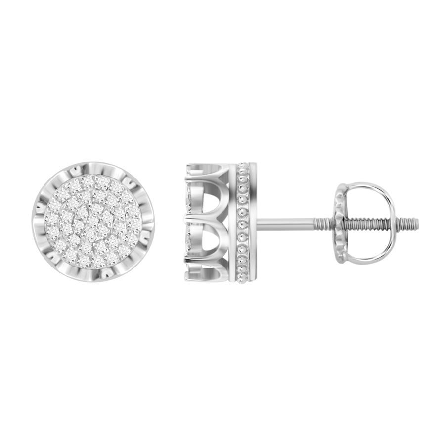 Sterling Silver 0.25CT Round Diamond Cluster Earrings For Ladies - Image 1