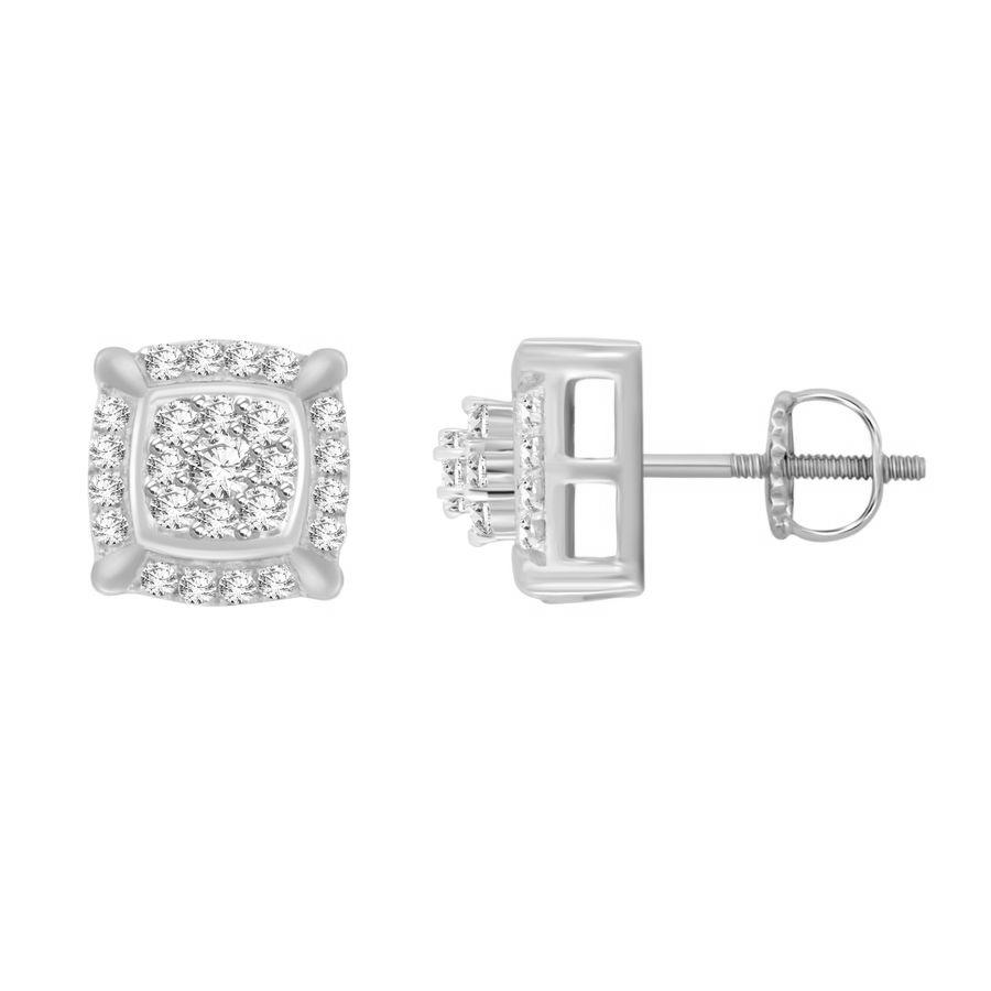 Sterling Silver White 0.25CT Round Diamond Fashion Earrings For Women Elegant Diamond Earrings - Image 1