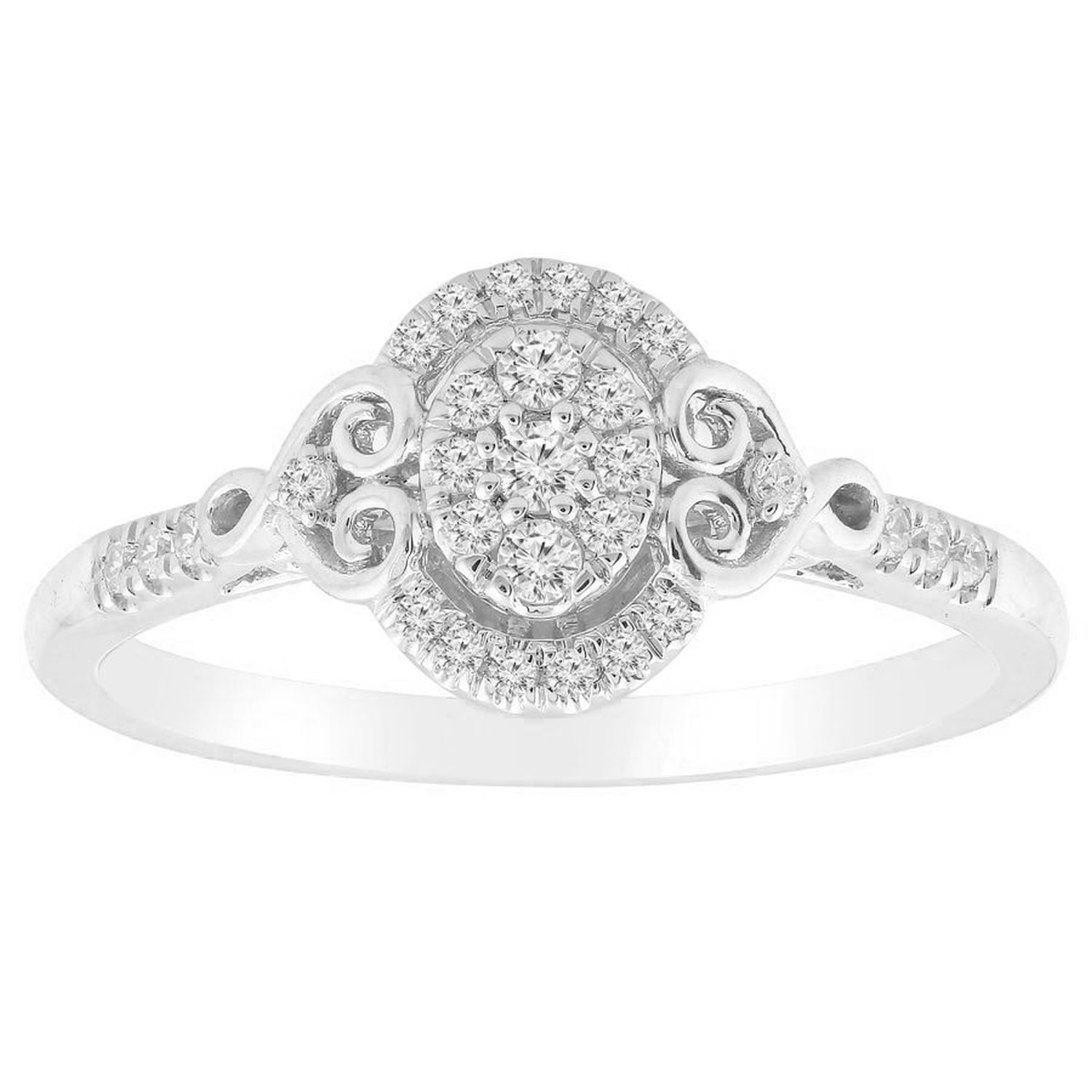 Sterling Silver 0.20CT Round Diamond Halo Ring For Women In Elegant Diamond Engagement Style Ring - Image 1