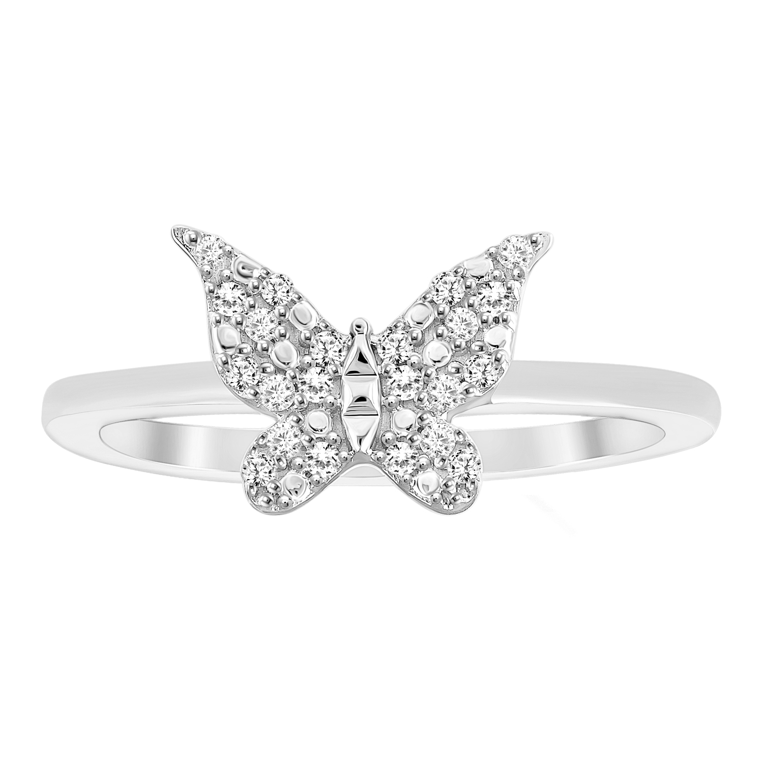 Sterling Silver 0.10CT Round Diamond Butterfly Ring For Women In Dainty Butterfly Design Diamond Ring - Image 1