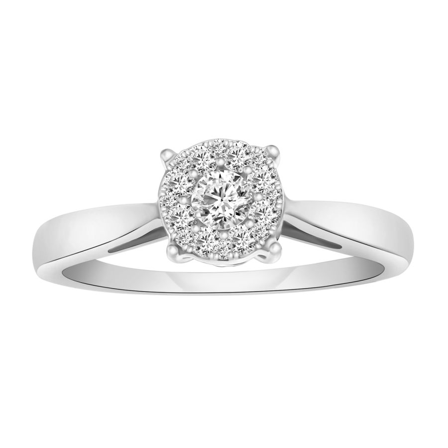 Ladies 0.25CT Round Diamond Cluster Fashion Ring In Sterling Silver - Image 1