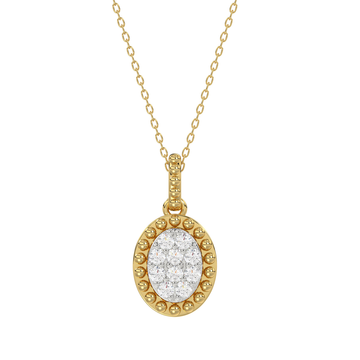10K Yellow Gold Ladies 0.10CT Round Diamond Cluster Fashion Pendant With Chain - Image 1