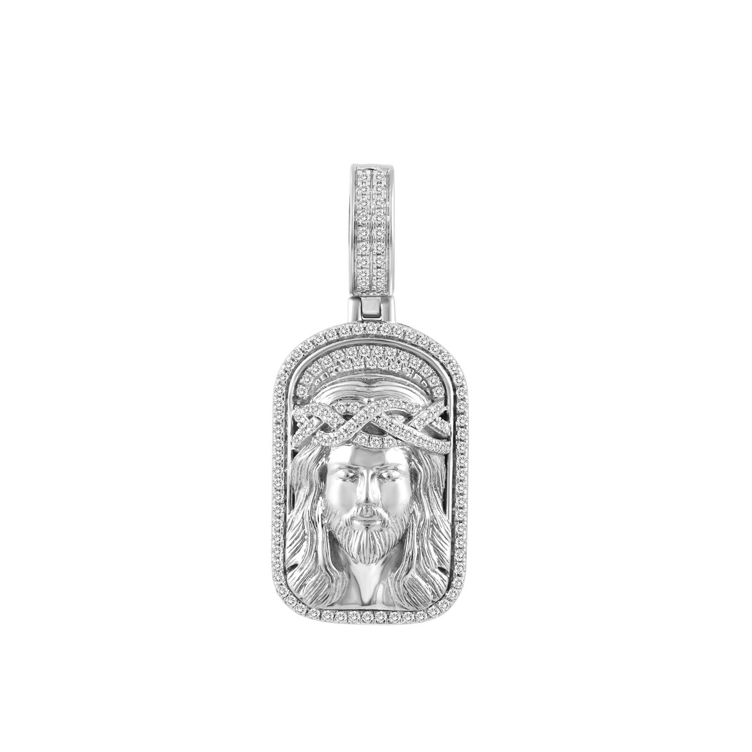 Sterling Silver Men'S 0.33CT Round Diamond Jesus Face Charm Pendant Religious Faith Jewelry For Men - Image 1