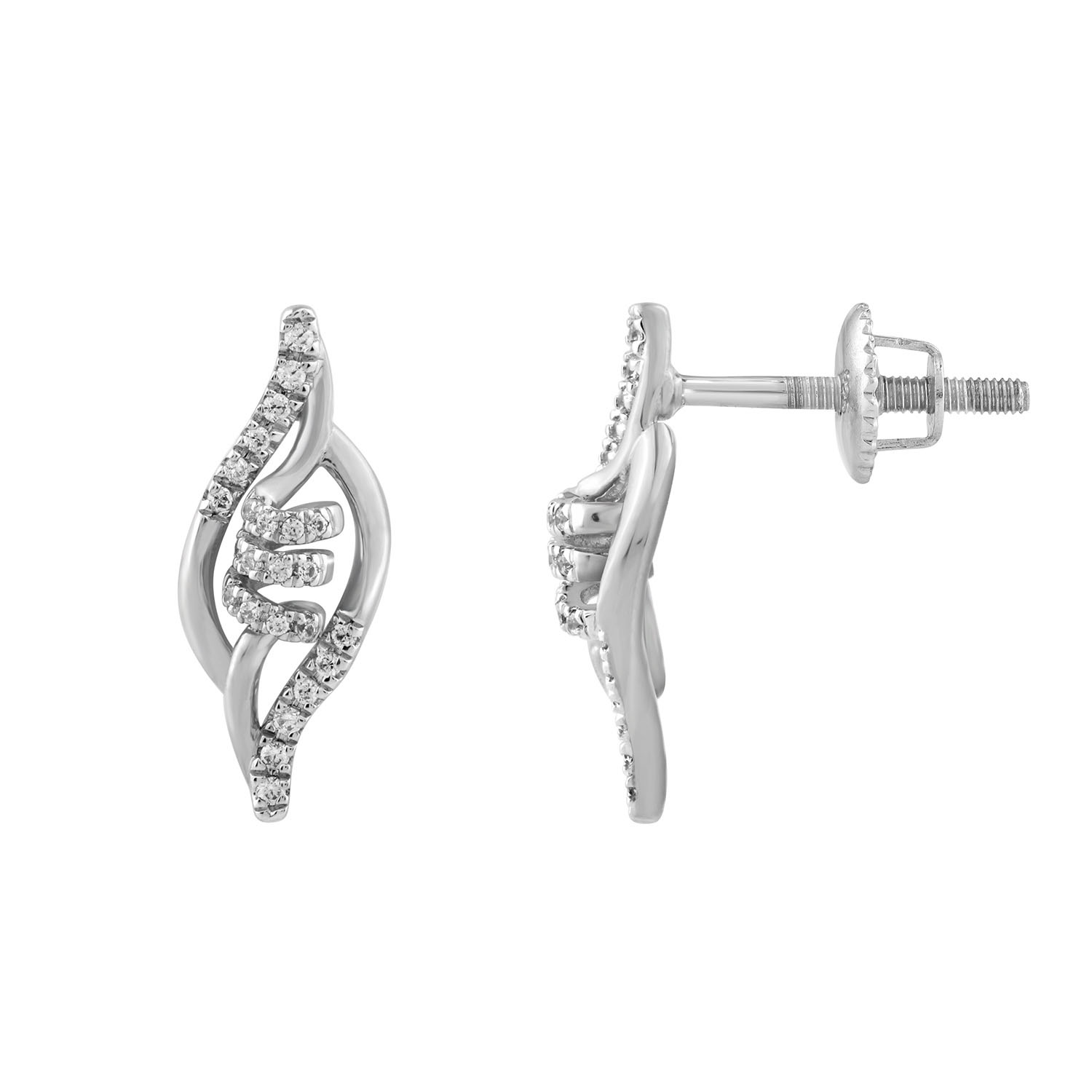 Ladies Sterling Silver 0.16CT Round Diamond Earrings Classic Fashion Jewelry - Image 1
