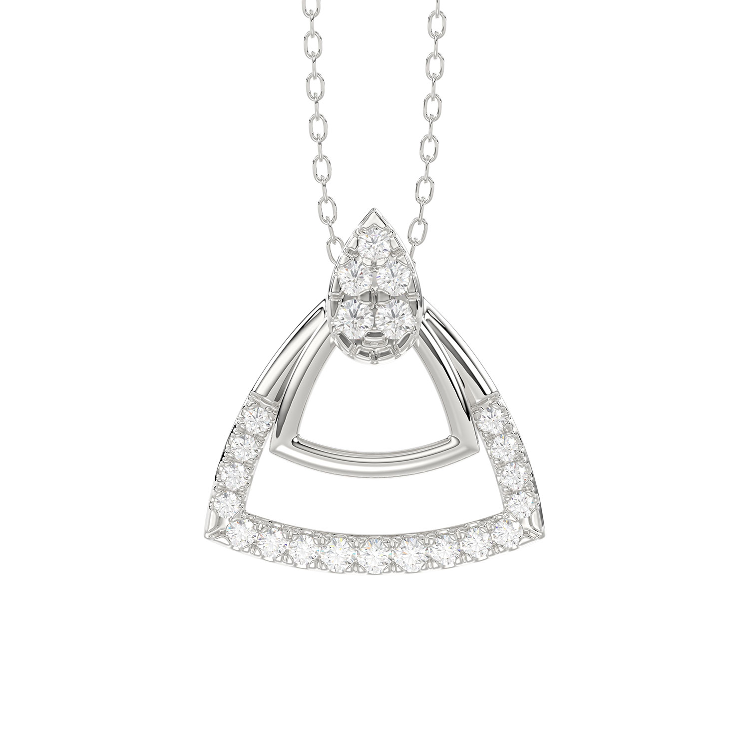 Sterling Silver Ladies 0.13CT Round Diamond Pendant With Chain Elegant Fashion Jewelry - Image 1