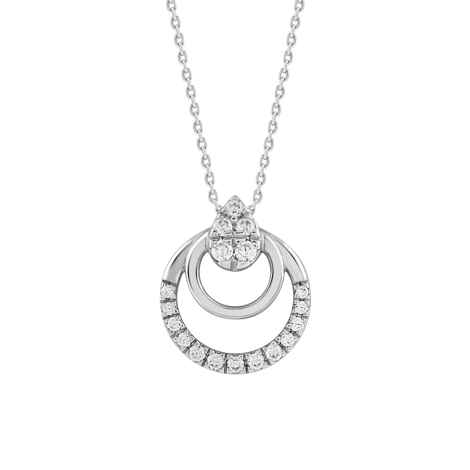 Sterling Silver Ladies 0.13CT Round Diamond Pendant With Chain Elegant Fashion Jewelry - Image 1