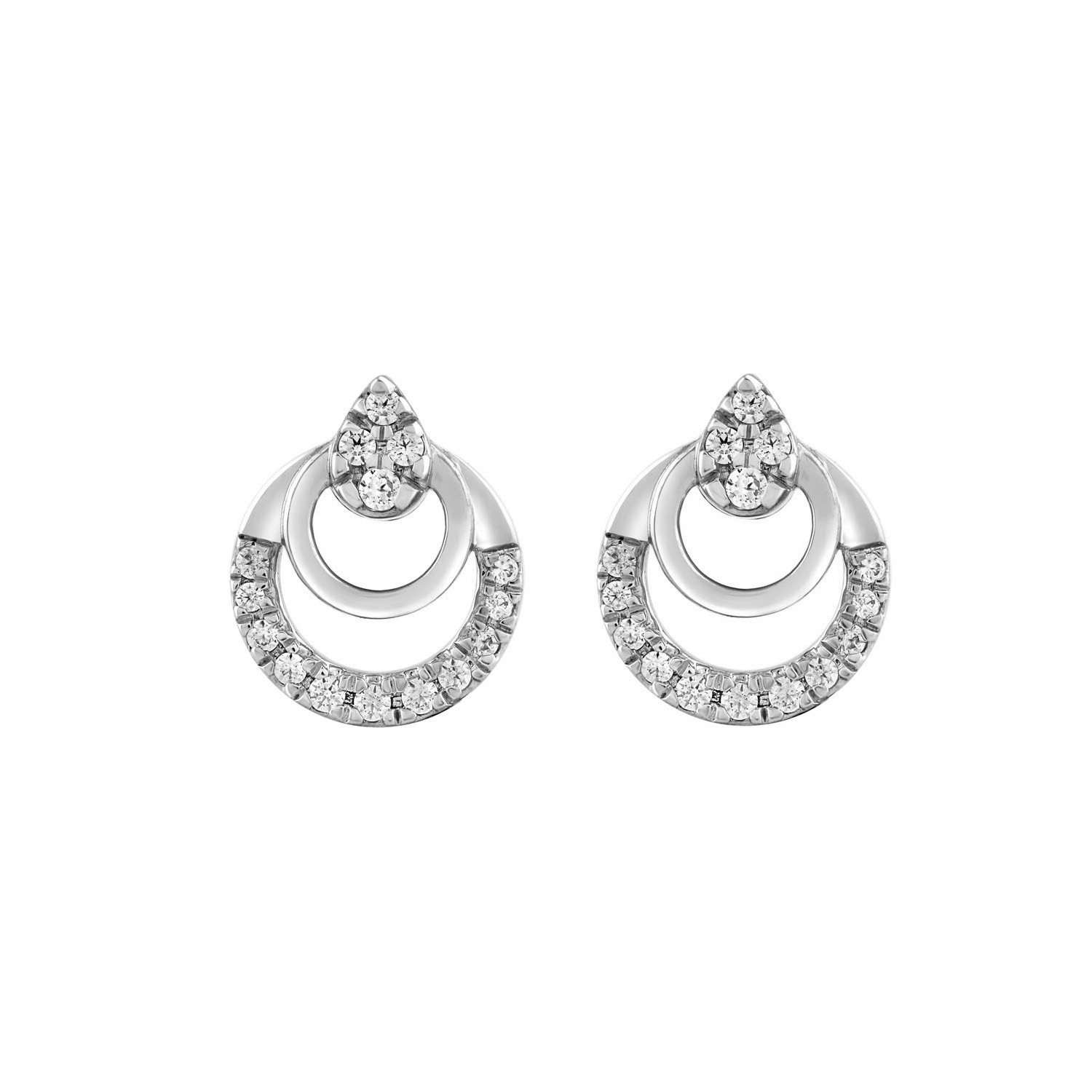 Ladies Sterling Silver 0.13CT Round Diamond Earrings Classic Fashion Jewelry Gift - Image 1