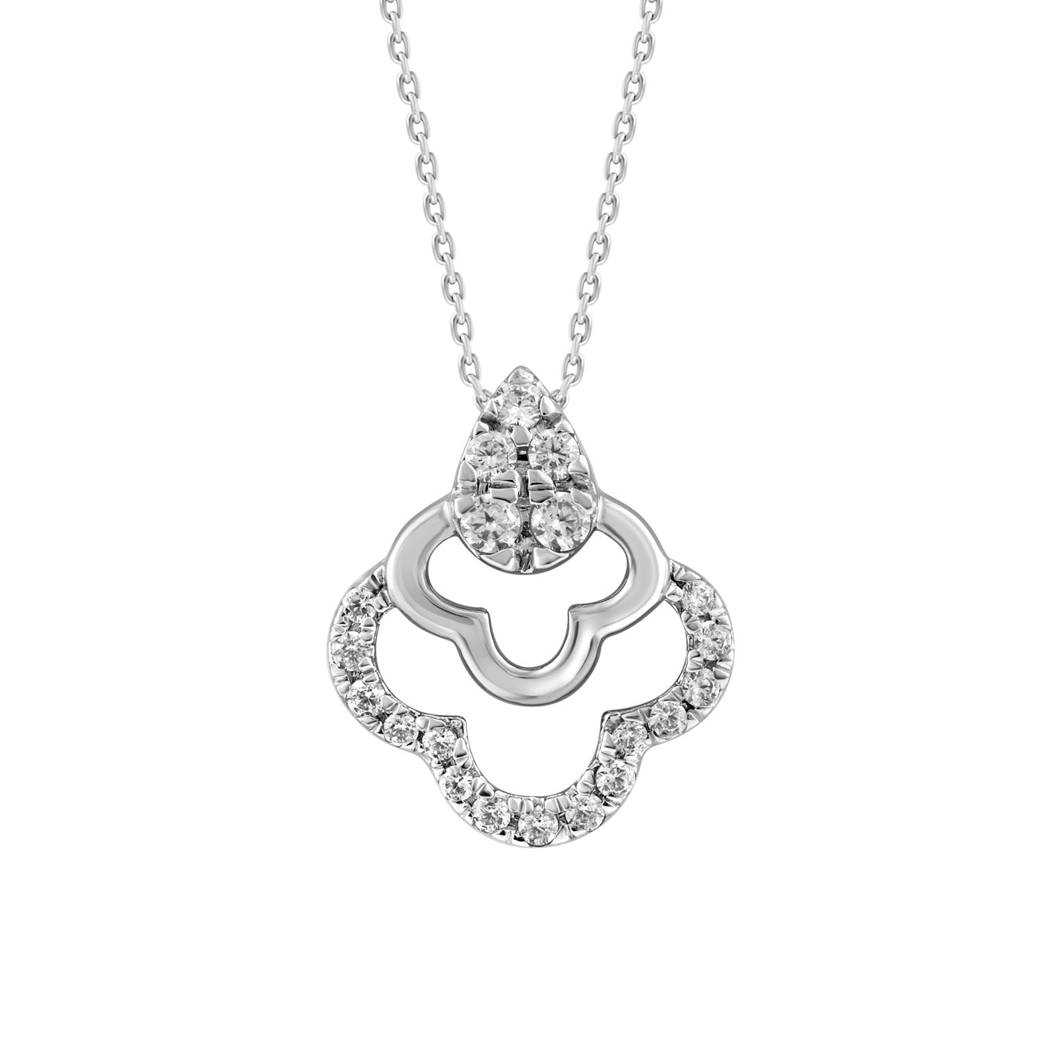 Sterling Silver Ladies 0.13CT Round Diamond Pendant With Chain Elegant Fashion Jewelry - Image 1