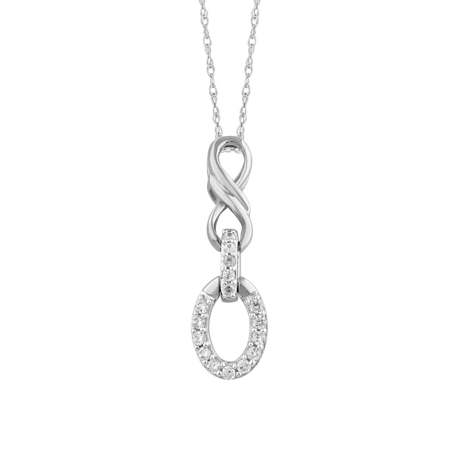 Ladies 0.10CT Round Diamond Necklace Sterling Silver Elegant Fashion Jewelry - Image 1
