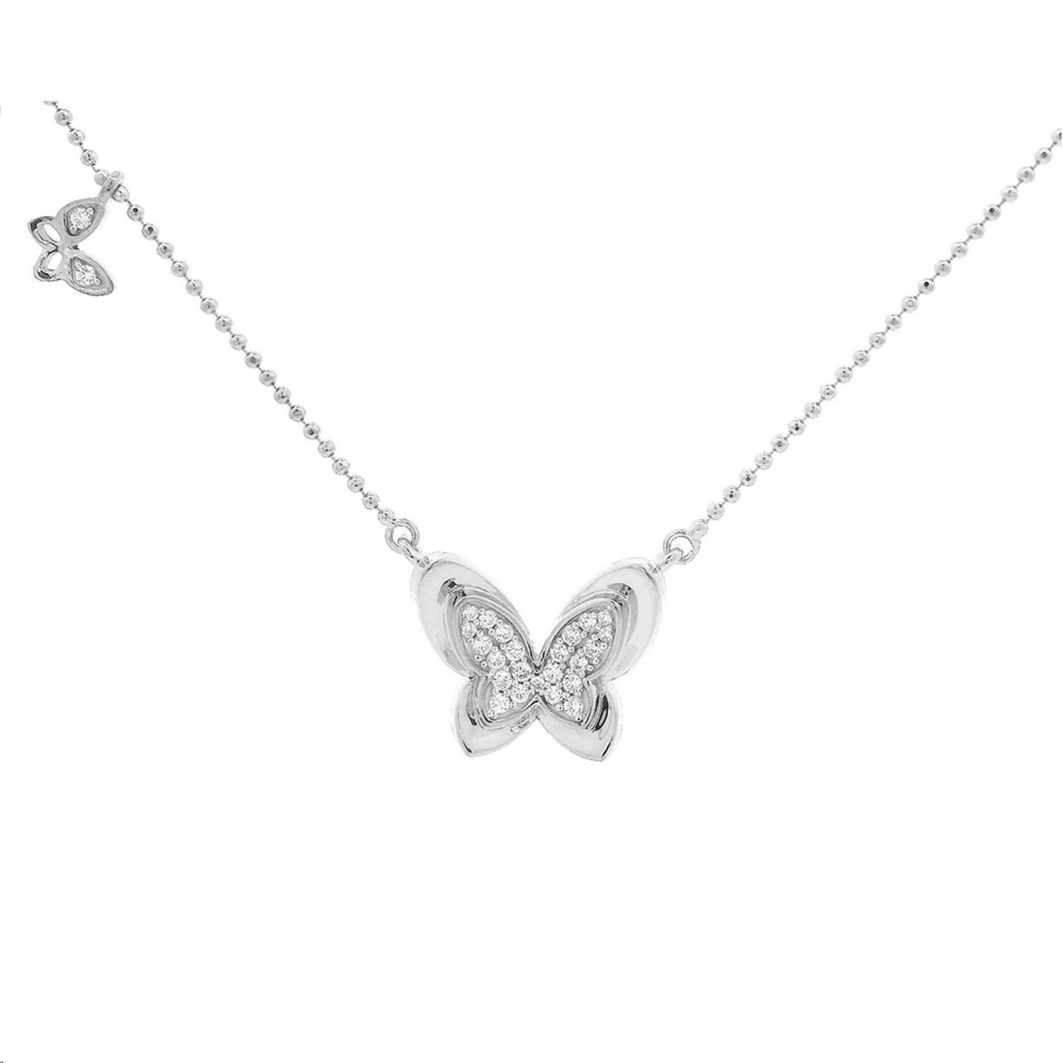 Ladies 0.15CT Round Diamond Necklace Sterling Silver Elegant Fashion Jewelry - Image 1