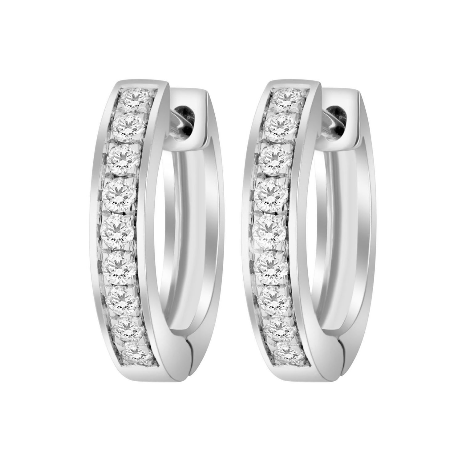 0.15CT Round Diamond Hoop Earrings For Women In Sterling Silver Fashion Jewelry - Image 1