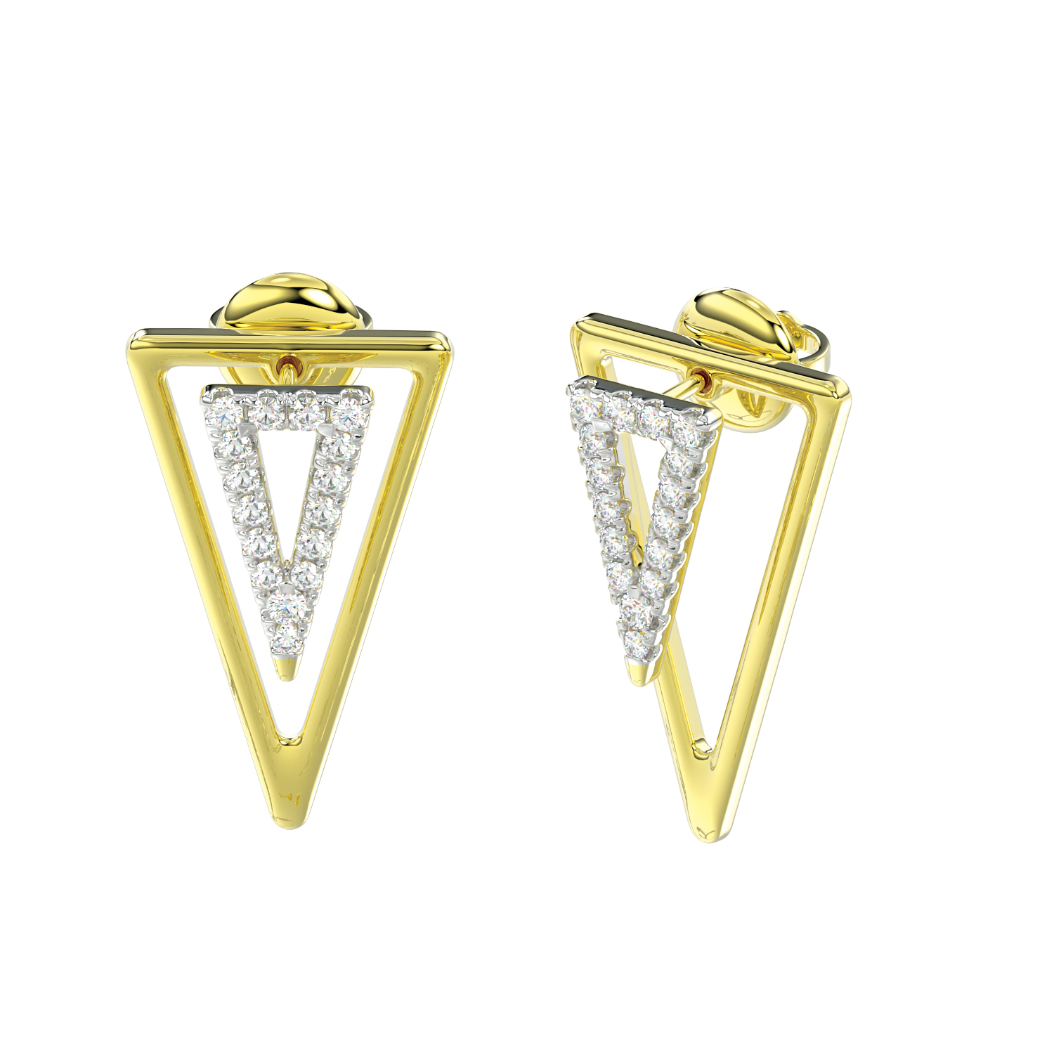LADIES EARRINGS 0.25CT ROUND DIAMOND 14K YELLOW GOLD - Image 1