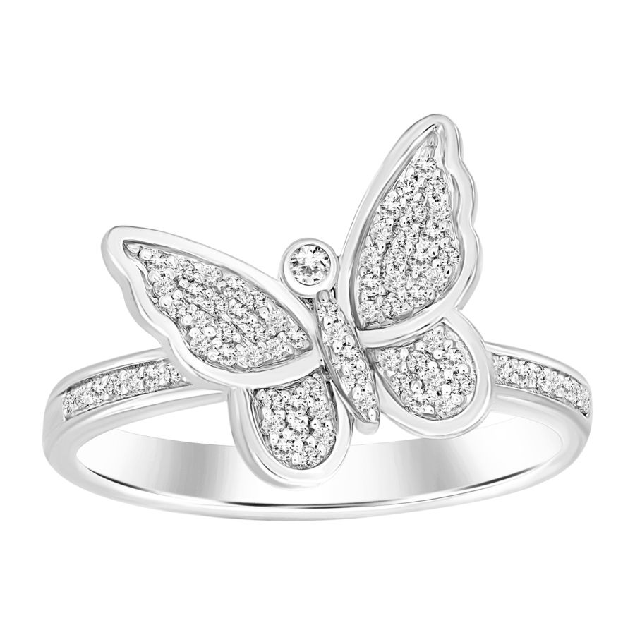 LADIES RING 0.15CT ROUND DIAMOND 10K WHITE GOLD - Image 1