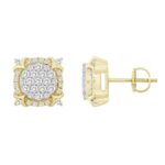 LADIES STUD EARRINGS 1.00CT ROUND DIAMOND 10K YELLOW GOLD