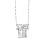 14K WHITE GOLD 1.00CT FANCY CUT ALPHABET DIAMOND LADIES PENDANT WITH CHAIN - Image 3