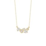 Elegant Ladies 10K Yellow Gold 1/2CT Round Lab Grown five stone Diamond Fancy Bezel set Necklace (Color F-G -Clarity VS1/VS2)