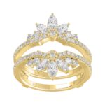 14K YELLOW GOLD 1 1/4CT ROUND/MARQUISE DIAMOND LADIES RING