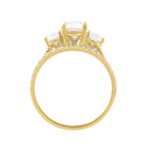 14K Yellow Gold 2 3/8Ct Oval & Round Diamond Bridal Set 1.00Ct Center Stone Oval Diamond Three Stone Engagement Ring With Matching Wedding Band For Wo - Image 2