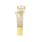 14K Yellow Gold 2 3/8Ct Oval & Round Diamond Bridal Set 1.00Ct Center Stone Oval Diamond Three Stone Engagement Ring With Matching Wedding Band For Wo - Image 3