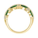 14K YELLOW GOLD 2 3/8CT ROUND/MARQUISE DIAMOND LADIES RING (GREEN EMERALD MARQUISE DIAMOND 1 1/2CT) - Image 2