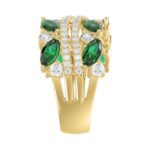 14K YELLOW GOLD 2 3/8CT ROUND/MARQUISE DIAMOND LADIES RING (GREEN EMERALD MARQUISE DIAMOND 1 1/2CT) - Image 4