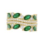 14K YELLOW GOLD 2 3/8CT ROUND/MARQUISE DIAMOND LADIES RING (GREEN EMERALD MARQUISE DIAMOND 1 1/2CT) - Image 5