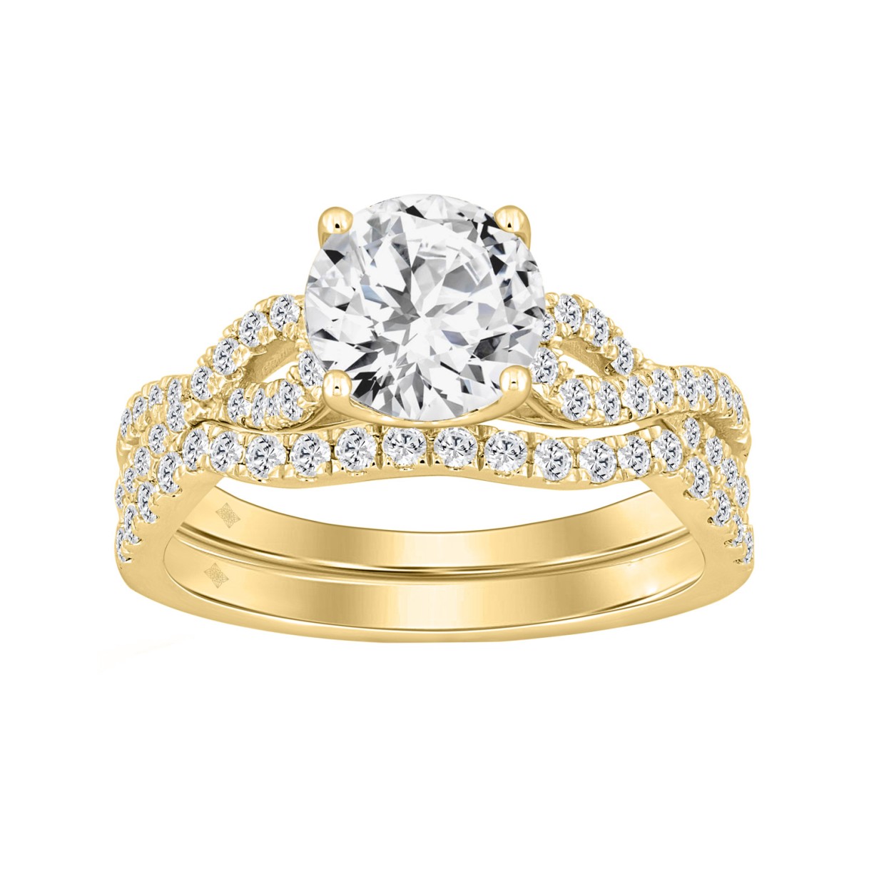 14K YELLOW GOLD 2.00CT ROUND DIAMOND LADIES BRIDAL SET (CENTER STONE ROUND DIAMOND 1 1/2CT) - Image 1