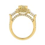 14K YELLOW GOLD 3 1/2CT ROUND/CUSHION/BAGUETTE DIAMOND LADIES RING (CENTER STONE YELLOW CUSHION DIAMOND 2CT) - Image 2