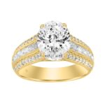 14K YELLOW GOLD 3 1/2CT ROUND/PRINCESS DIAMOND LADIES RING (CENTER STONE OVAL DIAMOND 2.00CT)