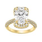 14K Yellow Gold 4 1/2Ct Ladies Oval Cut Halo Engagement Ring 4Ct Oval Center Stone & Round Diamond (Color F-G -Clarity Vs1/Vs2)