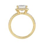 14K Yellow Gold 4 1/2CT ladies Round & Emerald-cut diamond halo engagement Ring 4.00CT Emerald Center stone (Color F-G -Clarity VS1/VS2) - Image 2