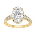 14K Yellow Gold 4 3/4Ct Oval Cut Lab-Grown Diamond Engagement Ring With Hidden Halo Round & Oval Bridal Ring Set For Women 4Ct Oval Center Stone (Colo