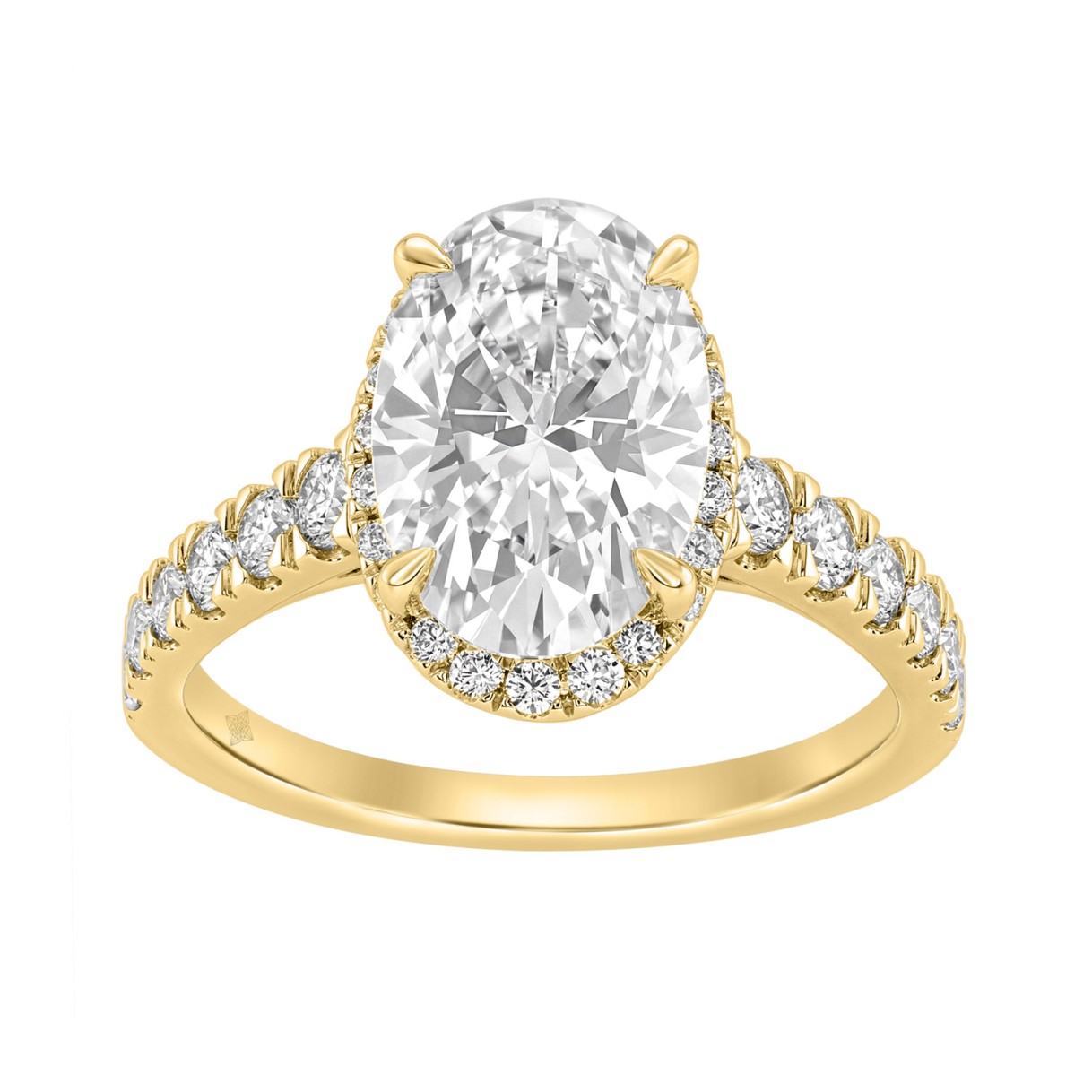 14K Yellow Gold 4 3/4Ct Oval Cut Lab-Grown Diamond Engagement Ring With Hidden Halo Round & Oval Bridal Ring Set For Women 4Ct Oval Center Stone (Colo - Image 1