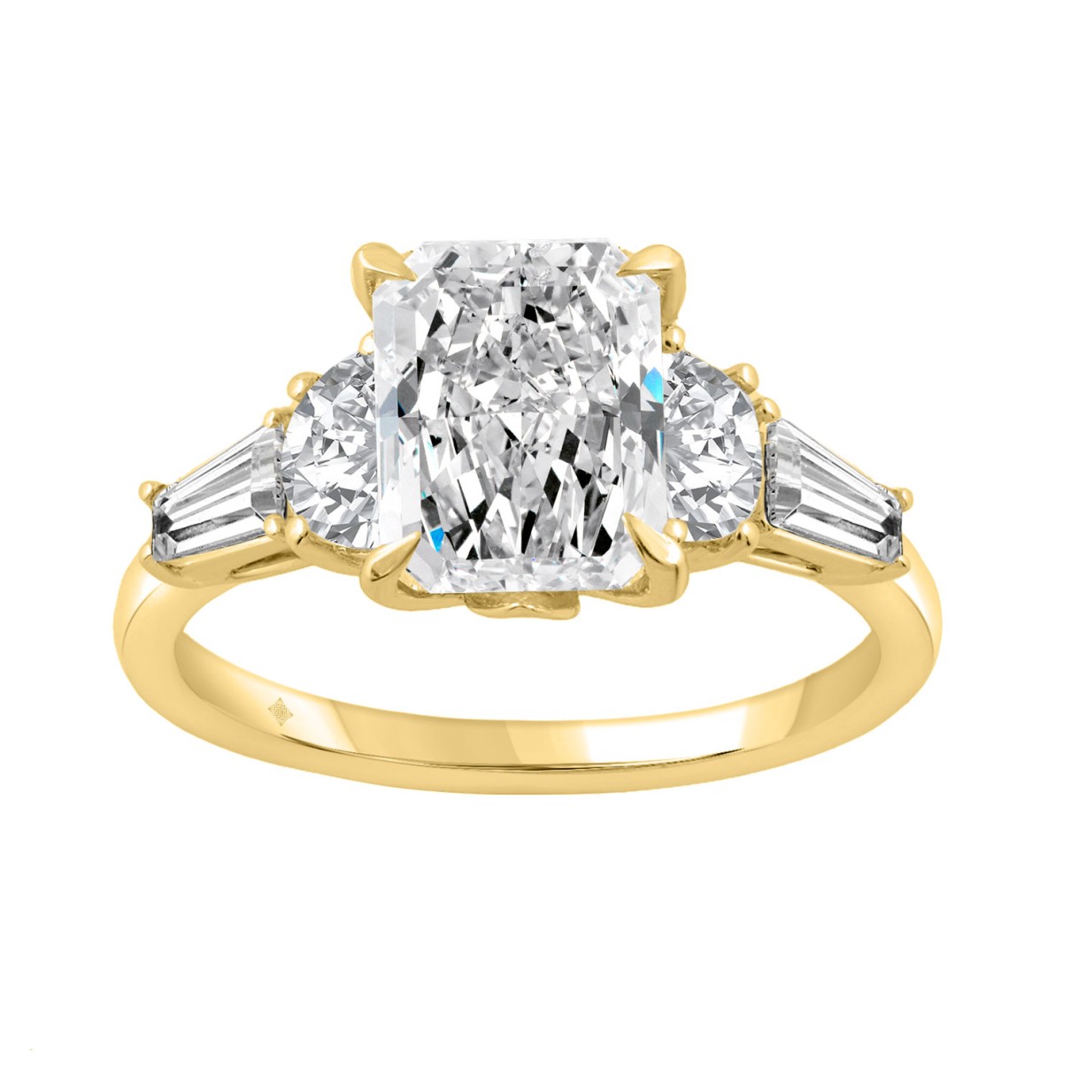 14K YELLOW GOLD 4.00CT RADIANT/HALF MOON/TAPER BAGUETTE DIAMOND LADIES RING - Image 1