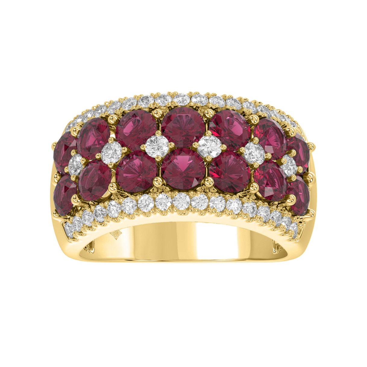 14K YELLOW GOLD 4.00CT ROUND DIAMOND LADIES RING (CENTER STONE ROUND RUBY DIAMOND 3 1/2CT) - Image 1