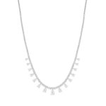 LADIES NECKLACES 5CT ROUND/PEAR DIAMOND 14K WHITE GOLD