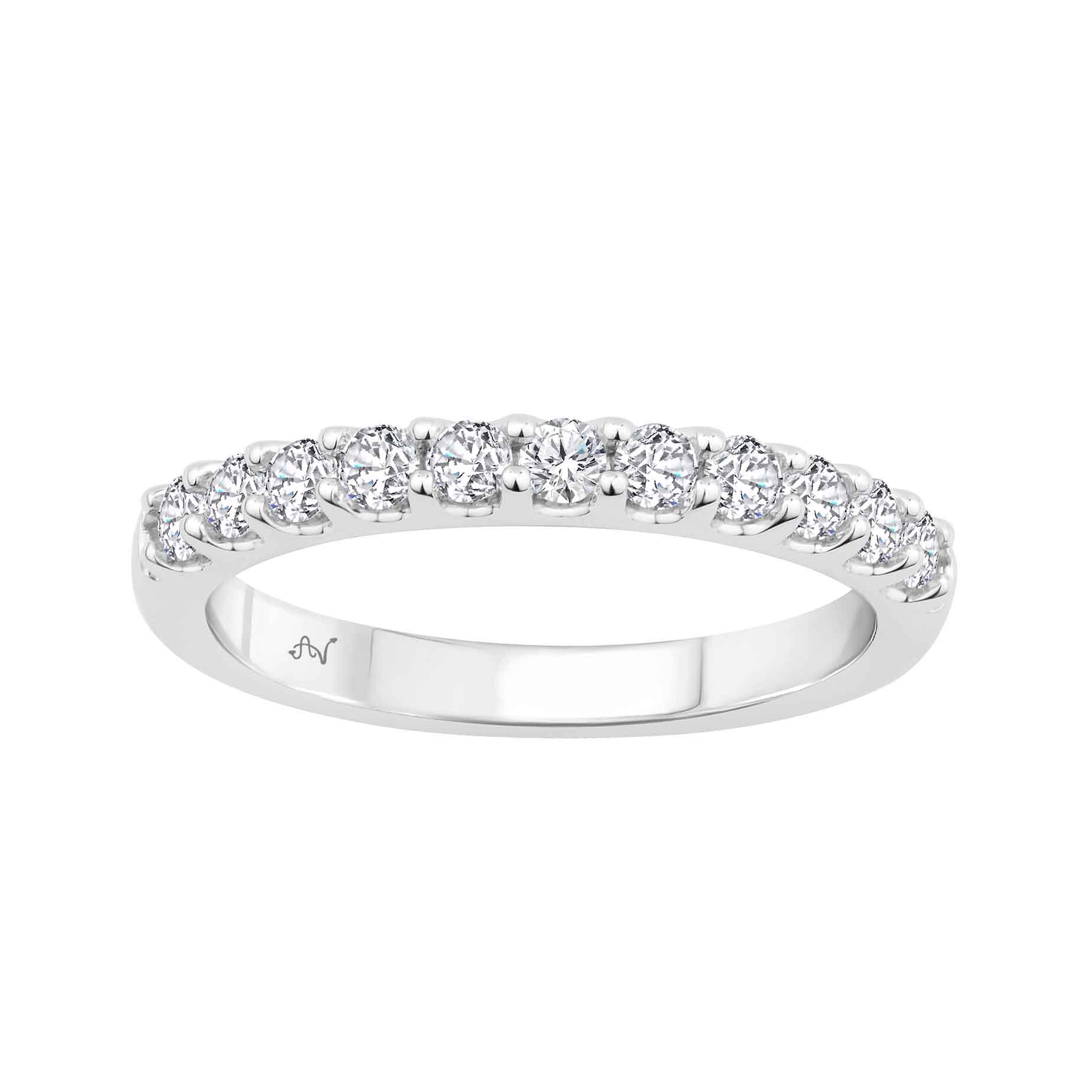 LADIES BAND 0.50CT ROUND DIAMOND 14K WHITE GOLD - Image 1