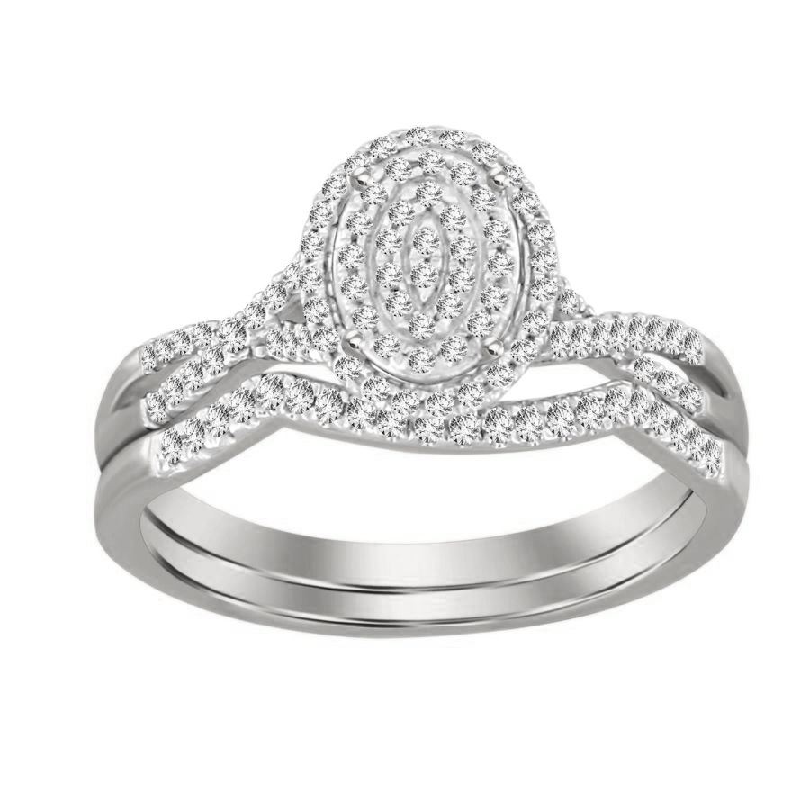 LADIES RING 0.20CT ROUND DIAMOND 10K WHITE GOLD - Image 1