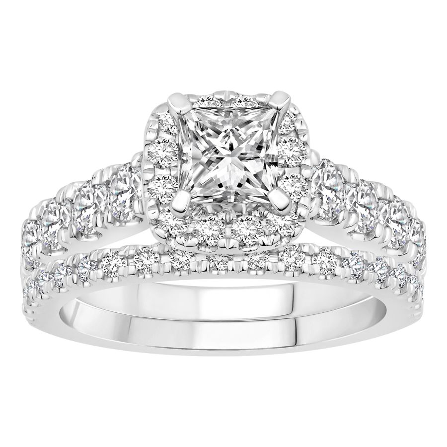 LADIES BRIDAL SET 2.30CT ROUND DIAMOND 14K WHITE GOLD (SI QUALITY) (CENTER STONE 0.75CT ROUND DIAMOND) - Image 1