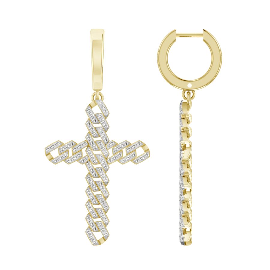 LADIES DANGLE EARRING 0.25CT ROUND DIAMOND 10K YELLOW GOLD - Image 1