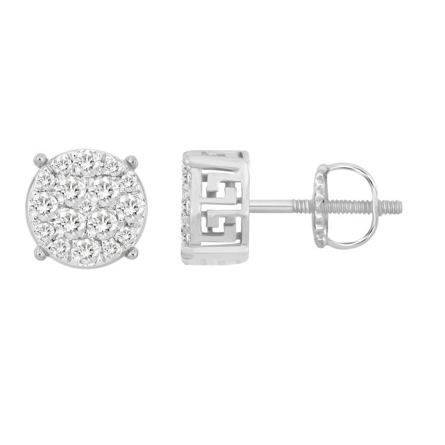 LADIES STUD EARRINGS 0.50CT ROUND DIAMOND 10K WHITE GOLD - Image 1