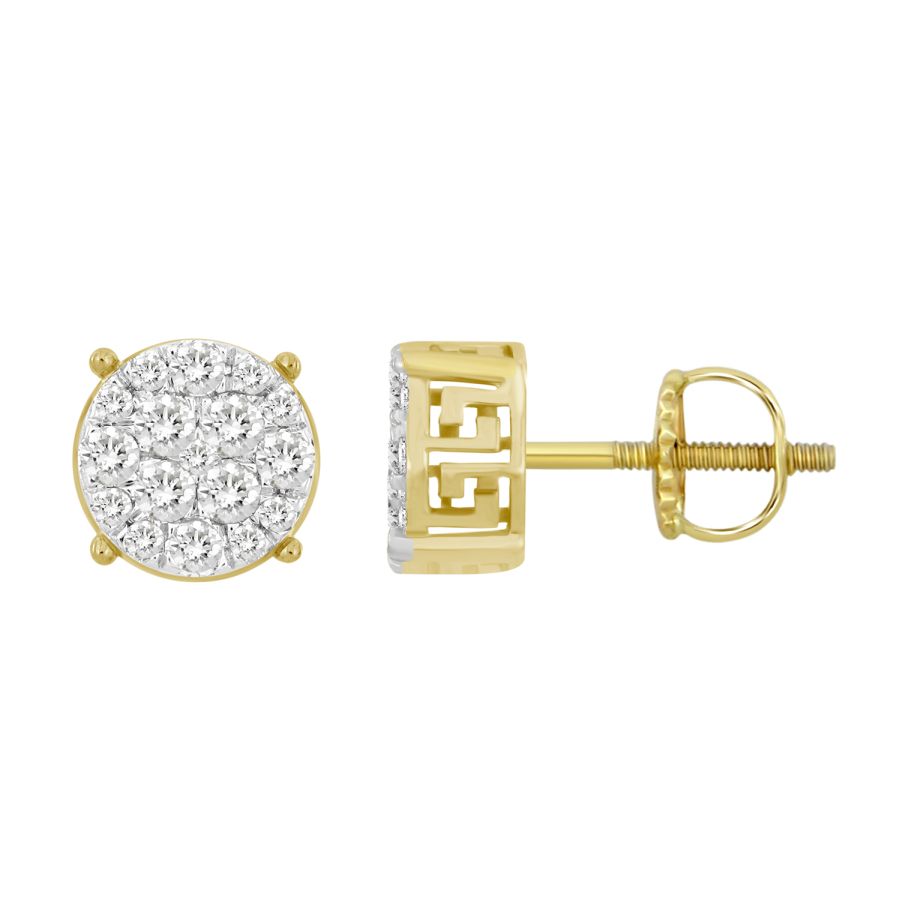 LADIES STUD EARRINGS 0.50CT ROUND DIAMOND 10K YELLOW GOLD - Image 1