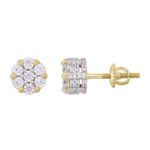 LADIES STUD EARRINGS 1.00CT ROUND DIAMOND 10K YELLOW GOLD