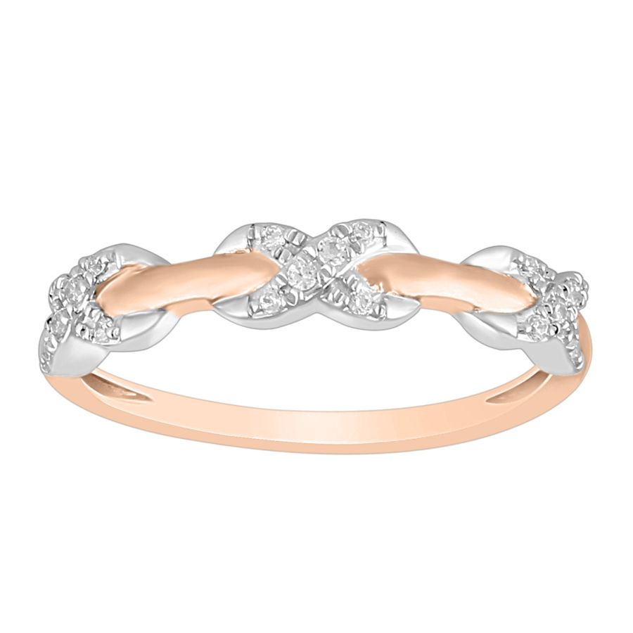 LADIES BAND 0.10CT ROUND DIAMOND 10K ROSE GOLD - Image 1